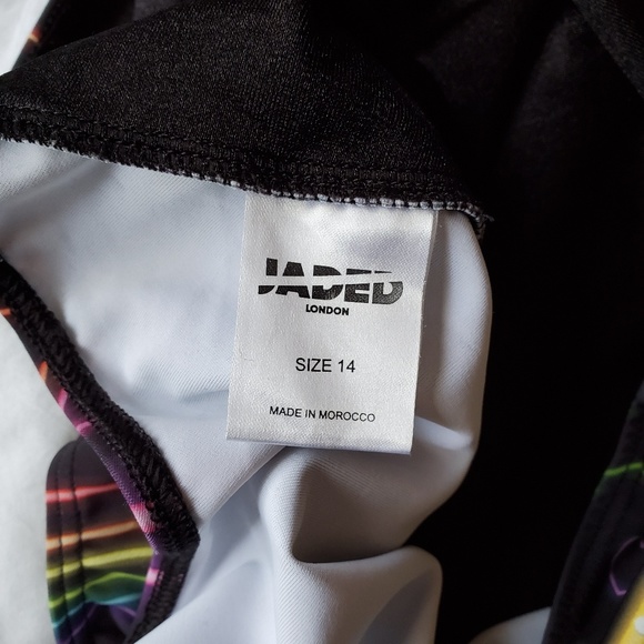 Jaded London Neon Sign Print Plunge Swimsuit - Picture 6 of 6